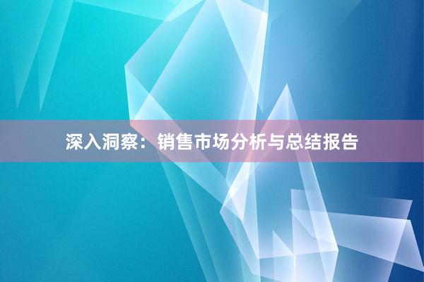 深入洞察：销售市场分析与总结报告